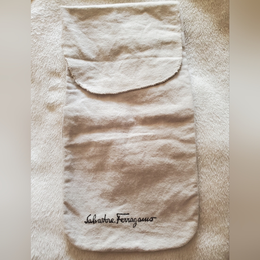 Salvatore Ferragamo Cream Fabric Dust Bag with Logo